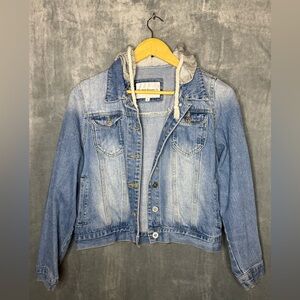 Classic Blue Denim Jacket with Hoodie
